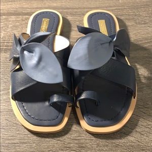 Blue/Tan Sandals w/ Bow